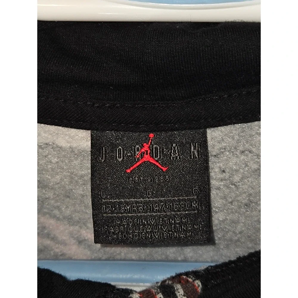 Jordan Youth Black Pullover Hoodie 23 Bulls Logo Jumpman‎ Spellout Size L 12-13
